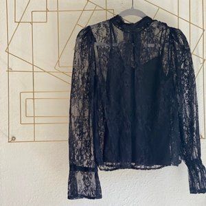 Bloomingdales Lace Black Top